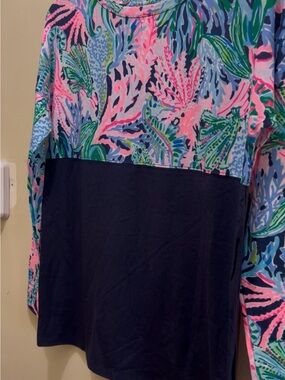Lilly Pulitzer Navy Blue + Pink Multi-Color Finn Top (NWOT)